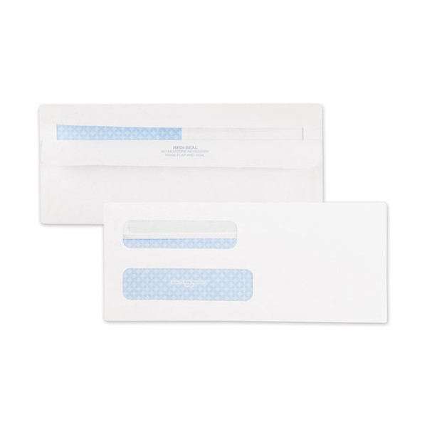 Double Window Redi-Seal Security-Tinted Envelope, #8 5/8, Commercial Flap, Redi-Seal Closure, 3.63 x 8.63, White, 500/Box [SKU: QUA24539]
