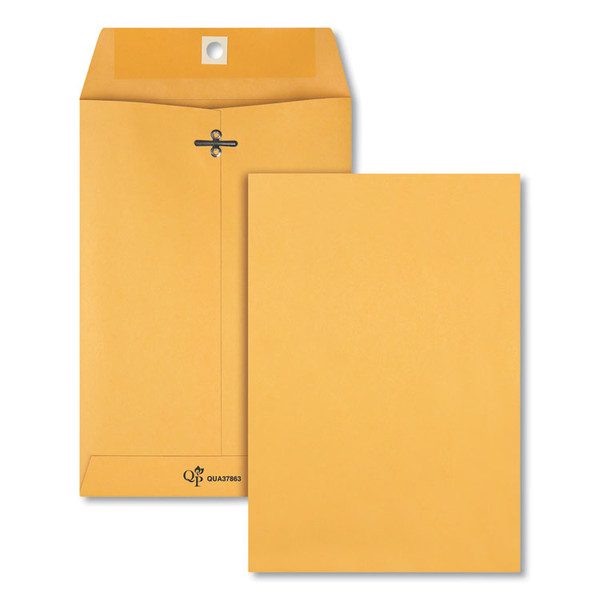 Clasp Envelope, 28 lb Bond Weight Kraft, #63, Square Flap, Clasp/Gummed Closure, 6.5 x 9.5, Brown Kraft, 100/Box [SKU: QUA37863]