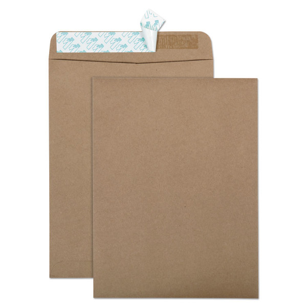Recycled Brown Kraft Redi-Strip Envelope, #10 1/2, Cheese Blade Flap, Redi-Strip Closure, 9 x 12, Brown Kraft, 100/Box [SKU: QUA44511]
