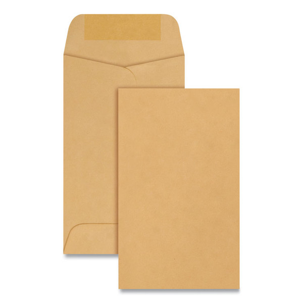 Kraft Coin and Small Parts Envelope, #3, Round Flap, Gummed Closure, 2.5 x 4.25, Brown Kraft, 500/Box [SKU: QUA50260]