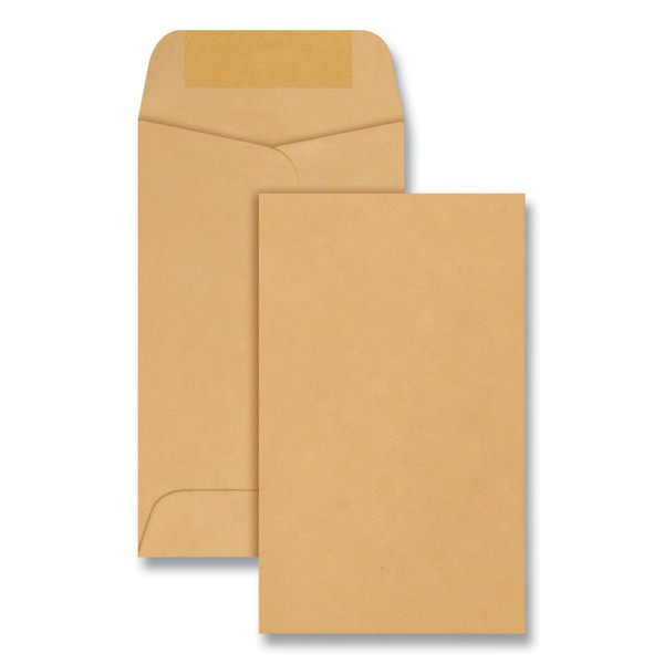Kraft Coin and Small Parts Envelope, #3, Square Flap, Gummed Closure, 2.5 x 4.25, Brown Kraft, 500/Box [SKU: QUA50262]