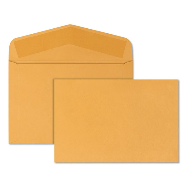 Open-Side Booklet Envelope, #15, Hub Flap, Gummed Closure, 10 x 15, Brown Kraft, 100/Box [SKU: QUA54301]