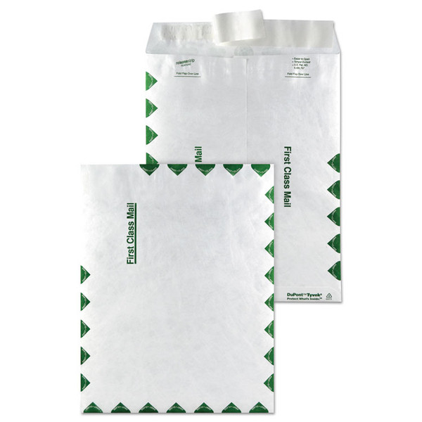 Lightweight 14 lb Tyvek Catalog Mailers, First Class, #10 1/2, Commercial Flap, Redi-Strip Closure, 9 x 12, White, 100/Box [SKU: QUAR1470]