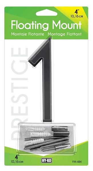 HY-KO FM-4BK-1 House Number, Character: 1, 4 in H Character, Black Character [SKU: ORG7449416]