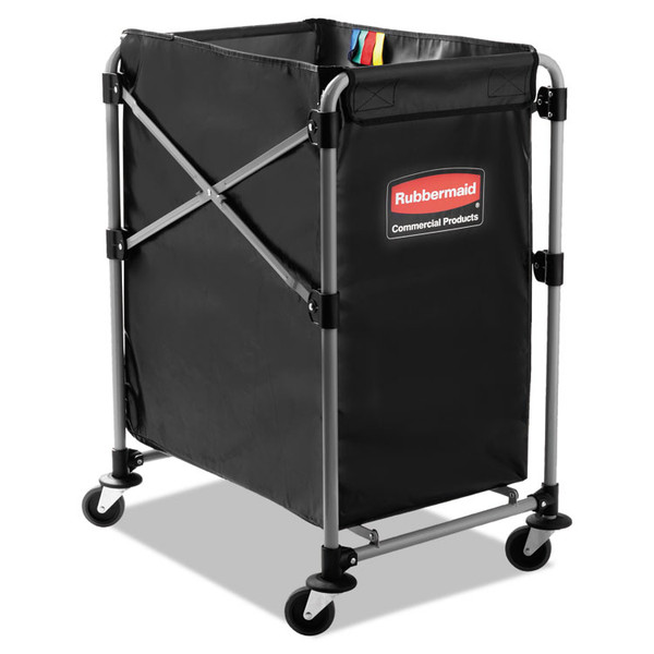 One-Compartment Collapsible X-Cart, Synthetic Fabric, 4.98 cu ft Bin, 20.33" x 24.1" x 34", Black/Silver [SKU: RCP1881749]