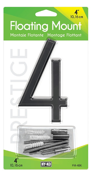 HY-KO FM-4BK-4 House Number, Character: 4, 4 in H Character, Black Character [SKU: ORG7449465]