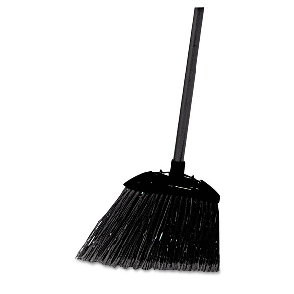 Angled Lobby Broom, Poly Bristles, 35" Handle, Black [SKU: RCP637400BLA]