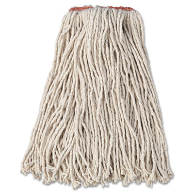 Premium Cut-End Cotton Wet Mop Head, 16oz, White, 1" Orange Band, 12/Carton [SKU: RCPF11612]