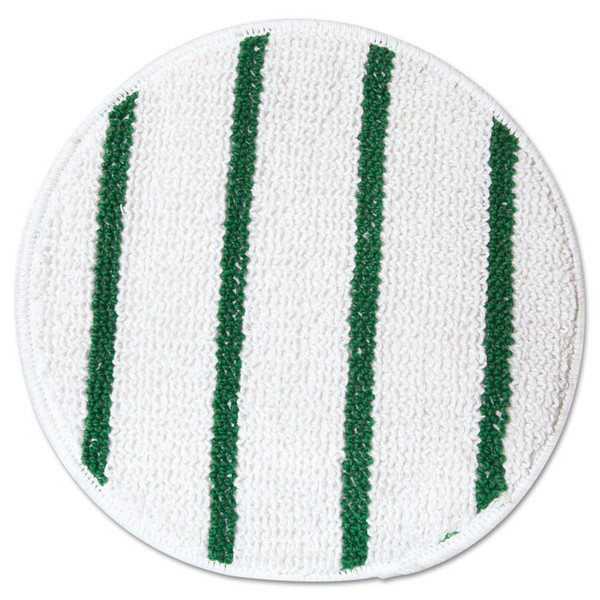 Low Profile Scrub-Strip Carpet Bonnet, 17" Diameter, White/Green [SKU: RCPP267]