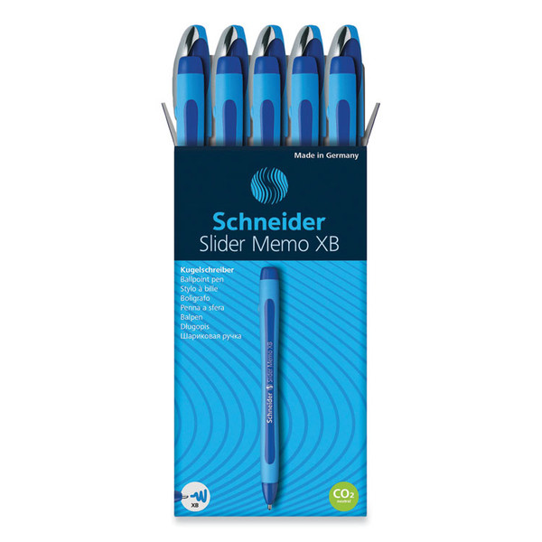 Slider Memo XB Ballpoint Pen, Stick, Extra-Bold 1.4 mm, Blue Ink, Blue/Light Blue Barrel, 10/Box [SKU: RED150203]