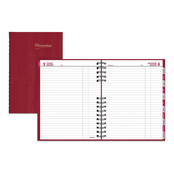 CoilPro Daily Planner, 10 x 7.88, Red Cover, 12-Month (Jan to Dec): 2023 [SKU: REDC550CRED]