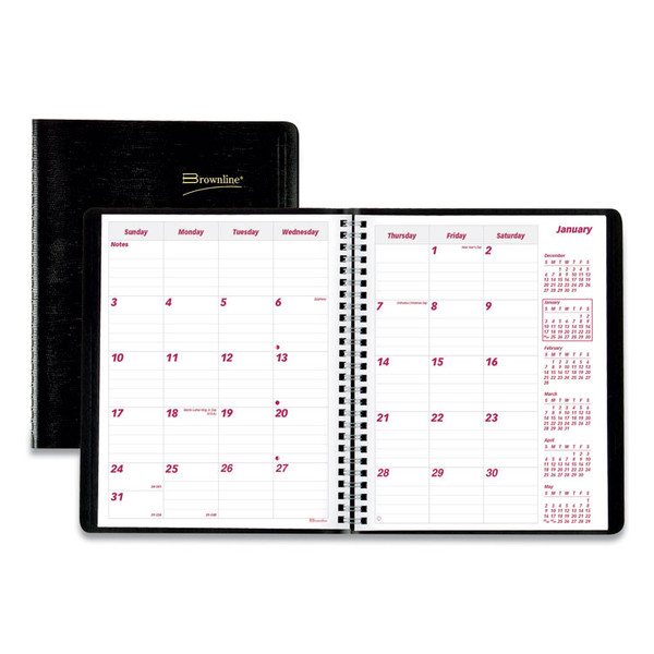 Essential Collection 14-Month Ruled Monthly Planner, 8.88 x 7.13, Black Cover, 14-Month (Dec to Jan): 2022 to 2024 [SKU: REDCB1200BLK]