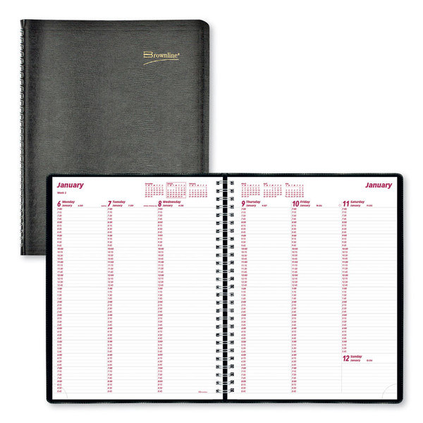 Essential Collection Weekly Appointment Book in Columnar Format, 11 x 8.5, Black Cover, 12-Month (Jan to Dec): 2023 [SKU: REDCB950BLK]