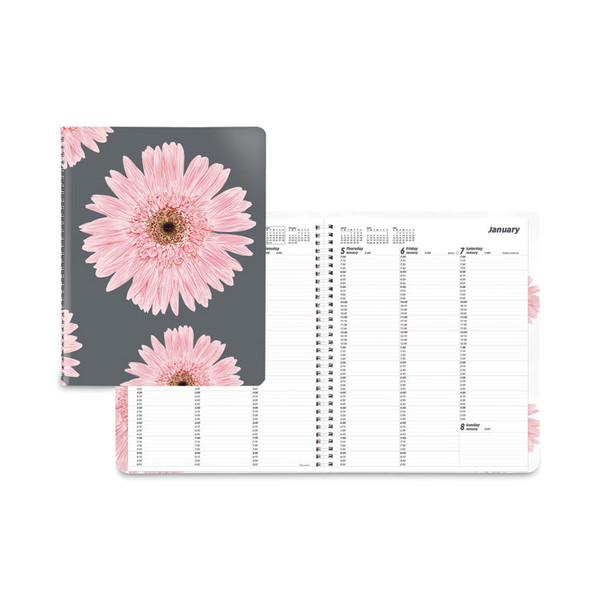 Essential Collection Weekly Appointment Book in Columnar Format, 11 x 8.5, Daisy Black/Pink Cover, 12-Month(Jan to Dec): 2023 [SKU: REDCB950G05]