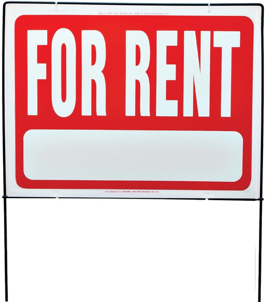 HY-KO RSF-603 Real Estate Sign, Rectangular, FOR RENT, White Legend, Red Background, Plastic [SKU: ORG6054936]