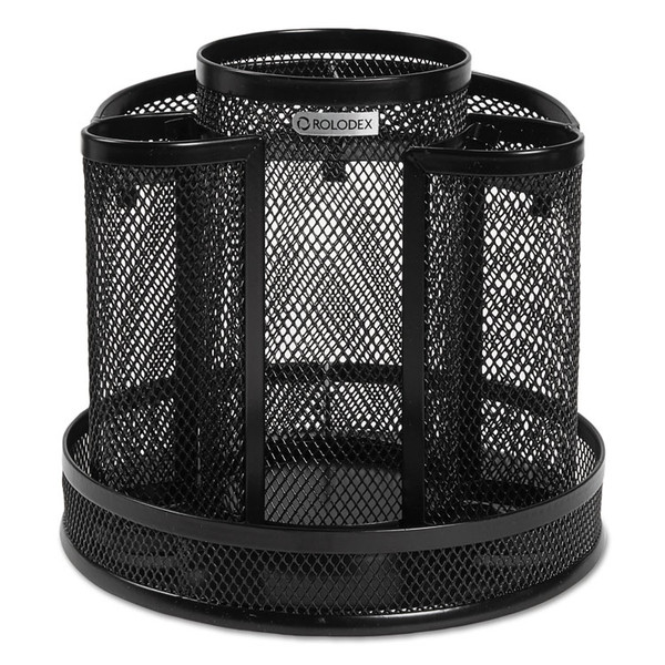 Wire Mesh Spinning Desk Sorter, 8 Compartments, Steel Mesh, 6.5" Diameter x 6.5"h, Black [SKU: ROL1773083]
