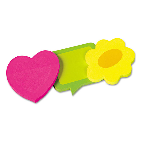 Two-Tone Sticky Note Combo, Thought Bubbles-Flowers-Hearts, Approx. 2.63 sq in, Assorted Colors, 50 Sheets/Pad, 3 Pads/Pack [SKU: RTG41200]
