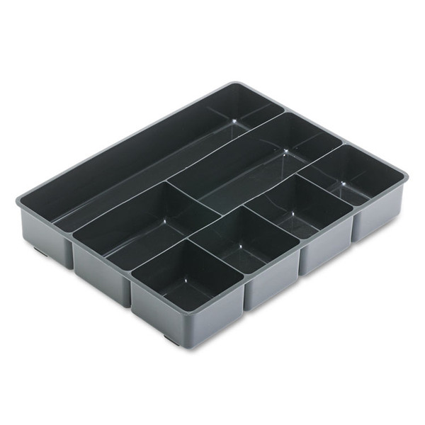Extra Deep Desk Drawer Director Tray, Seven Compartments, 11.88 x 15 x 2.5, Plastic, Black [SKU: RUB11906ROS]