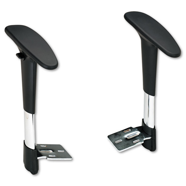 Optional Height-Adjustable T-Pad Arms for Safco Metro Extended-Height Chairs, Black/Chrome, 2/Set [SKU: SAF3495BL]