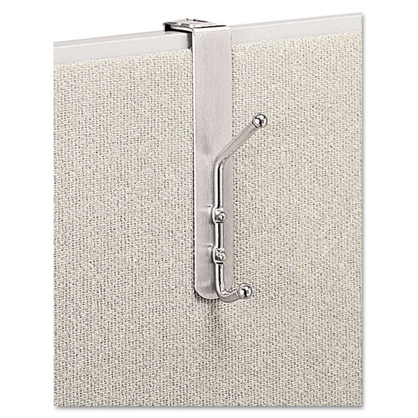 Over-The-Panel Double-Garment Hook, Satin Aluminum/Chrome [SKU: SAF4167]