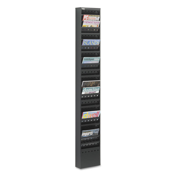 Steel Magazine Rack, 23 Compartments, 10w x 4d x 65.5h, Black [SKU: SAF4322BL]