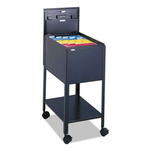 Standard Locking Mobile Tub File, Letter Size, Metal, 1 Shelf, 1 Bin, 13.5" x 19.25" x 28", Black [SKU: SAF5361BL]