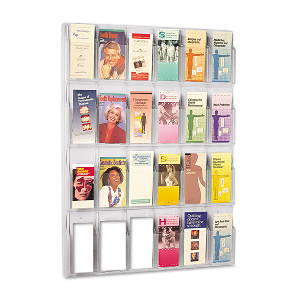 Reveal Clear Literature Displays, 24 Compartments, 30w x 2d x 41h, Clear [SKU: SAF5601CL]