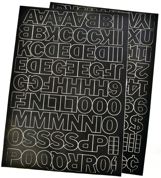 HY-KO 30033 Die-Cut Number and Letter Set, 1 in H Character, Black Character, Black Background, Vinyl [SKU: ORG6055958]
