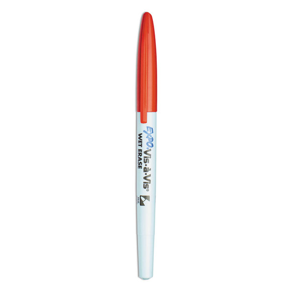 Vis-a-Vis Wet Erase Marker, Fine Bullet Tip, Red, Dozen [SKU: SAN16002]