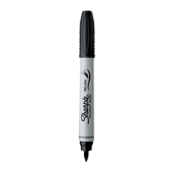 Brush Tip Permanent Marker, Medium Brush Tip, Black, Dozen [SKU: SAN1810705]