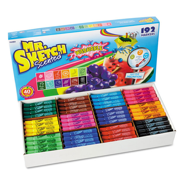 Washable Markers, Broad Chisel Tip, Assorted Colors, 192/Set [SKU: SAN1924063]