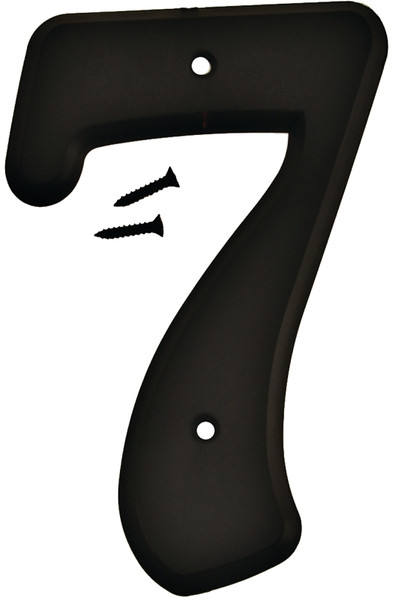 HY-KO 30200 Series 30207 House Number, Character: 7, 6 in H Character, Black Character, Plastic [SKU: ORG6055826]