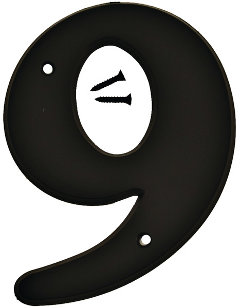 HY-KO 30200 Series 30209 House Number, Character: 9, 6 in H Character, Black Character, Plastic [SKU: ORG6055867]