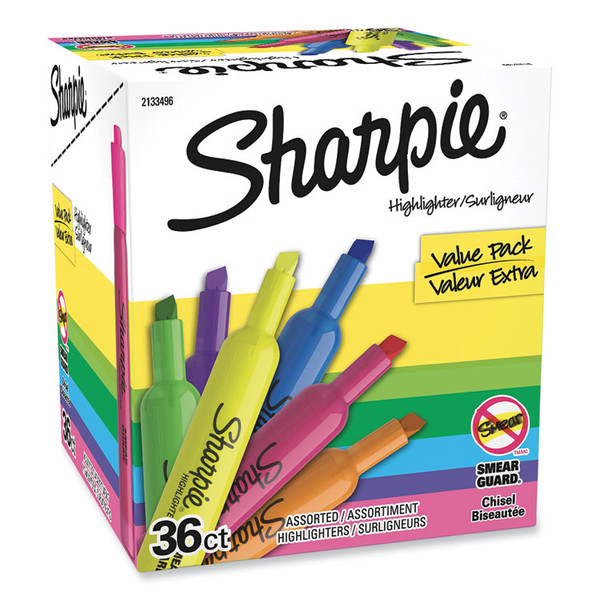 Tank Style Highlighters, Assorted Ink Colors, Chisel Tip, Assorted Barrel Colors, 36/Pack [SKU: SAN2133496]