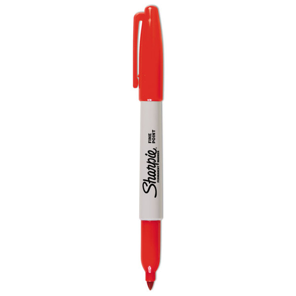 Fine Tip Permanent Marker, Fine Bullet Tip, Red, Dozen [SKU: SAN30002]