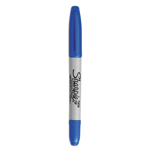 Twin-Tip Permanent Marker, Extra-Fine/Fine Bullet Tips, Blue, Dozen [SKU: SAN32003]