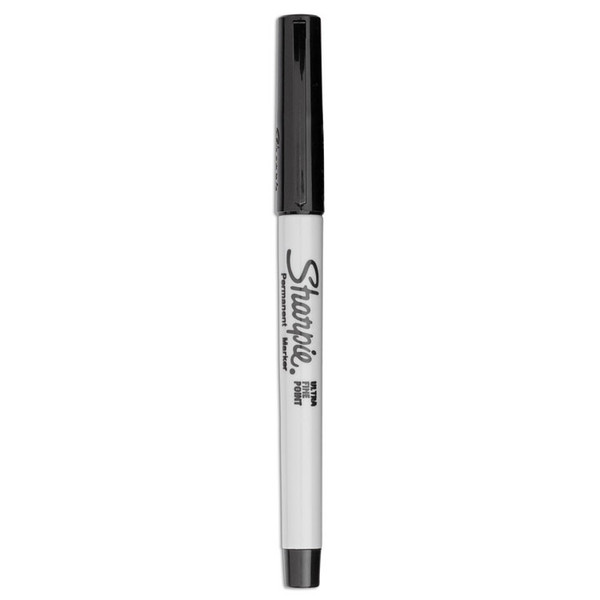 Ultra Fine Tip Permanent Marker, Extra-Fine Needle Tip, Black, 5/Pack [SKU: SAN37665PP]