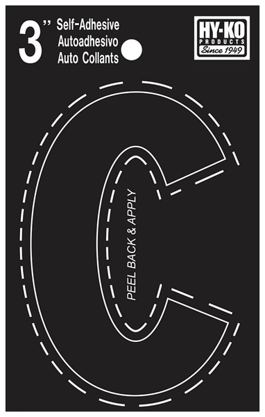 HY-KO 30400 Series 30413 Die-Cut Letter, Character: C, 3 in H Character, Black Character, Vinyl [SKU: ORG3225083]