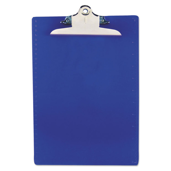 Recycled Plastic Clipboard with Ruler Edge, 1" Clip Capacity, Holds 8.5 x 11 Sheets, Blue [SKU: SAU21602]