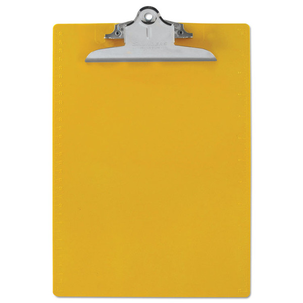 Recycled Plastic Clipboard with Ruler Edge, 1" Clip Capacity, Holds 8.5 x 11 Sheets, Yellow [SKU: SAU21605]