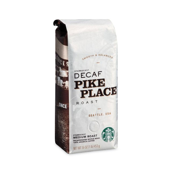 Whole Bean Coffee, Decaffeinated Pike Place Roast, 1 lb Bag, 6/Carton [SKU: SBK11015640CT]