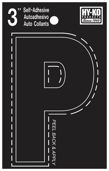 HY-KO 30400 Series 30426 Die-Cut Letter, Character: P, 3 in H Character, Black Character, Vinyl [SKU: ORG4600904]