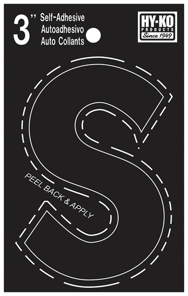 HY-KO 30400 Series 30429 Die-Cut Letter, Character: S, 3 in H Character, Black Character, Vinyl [SKU: ORG2438729]