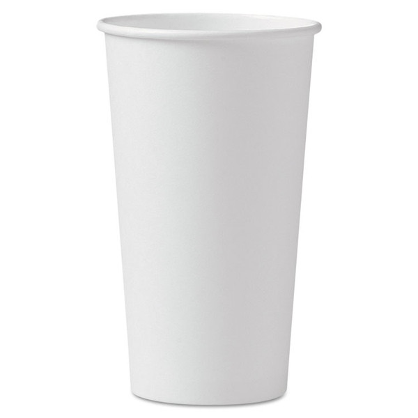 Single-Sided Poly Paper Hot Cups, 20 oz, White, 600/Carton [SKU: SCC420W]