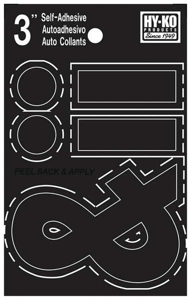 HY-KO 30400 Series 30437 Die-Cut Symbol Set, Character: .- &, 3 in H Character, Black Character, Vinyl [SKU: ORG6439517]