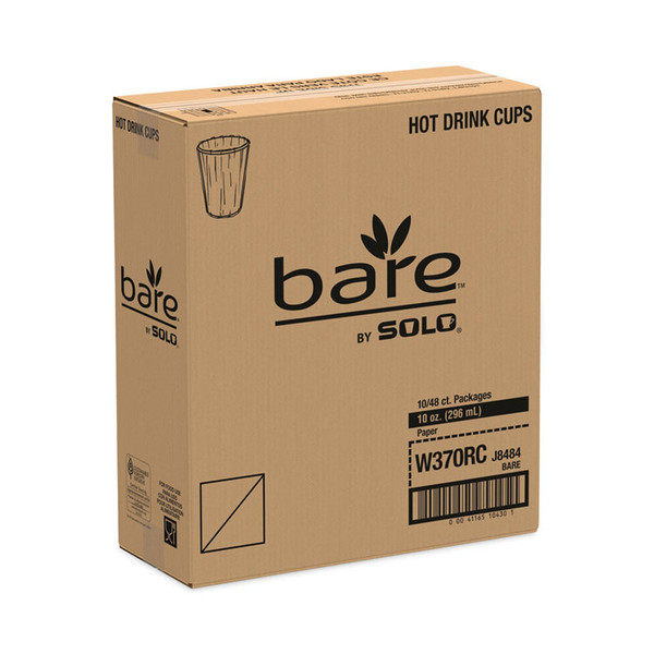 Bare Eco-Forward Recycled Content PCF Wrapped Paper Hot Cups, 10 oz, Green/White/Beige, Individually Wrapped, 480/Carton [SKU: SCCW370RC]