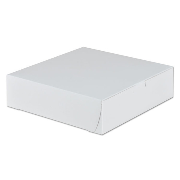 White One-Piece Non-Window Bakery Boxes, 9 x 9 x 2.5, White, Paper, 250/Carton [SKU: SCH0953]