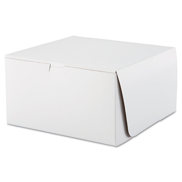 White One-Piece Non-Window Bakery Boxes, 10 x 10 x 5.5, White, Paper, 100/Carton [SKU: SCH0977]