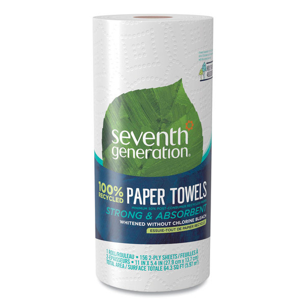 100% Recycled Paper Kitchen Towel Rolls, 2-Ply, 11 x 5.4, 156 Sheets/Roll, 24 Rolls/Carton [SKU: SEV13722]