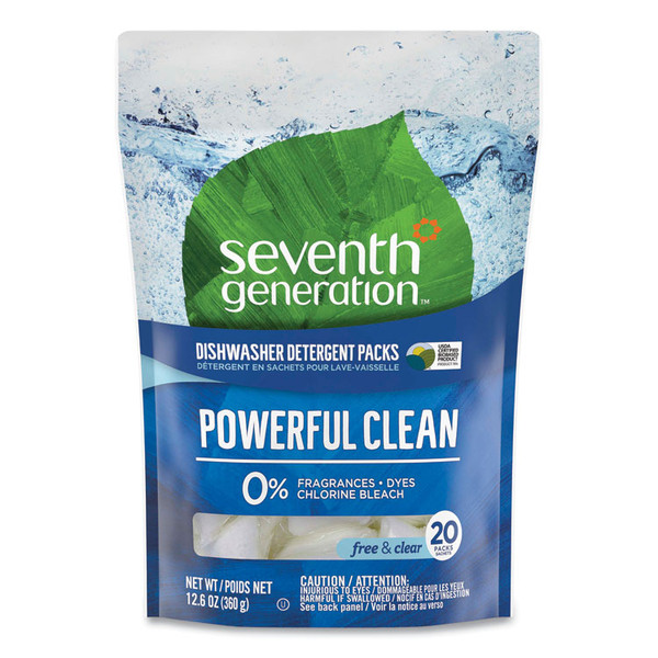 Natural Dishwasher Detergent Concentrated Packs, Free and Clear, 20 Packets/Pack [SKU: SEV22818PK]